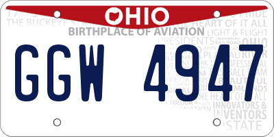 OH license plate GGW4947