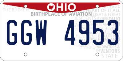 OH license plate GGW4953