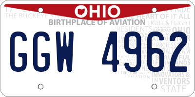 OH license plate GGW4962