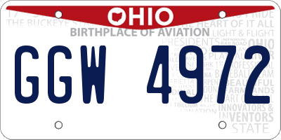 OH license plate GGW4972