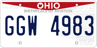 OH license plate GGW4983