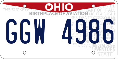 OH license plate GGW4986