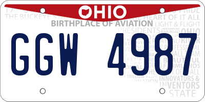 OH license plate GGW4987