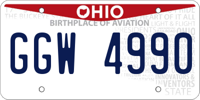 OH license plate GGW4990