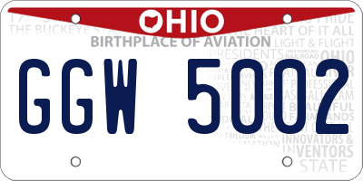 OH license plate GGW5002