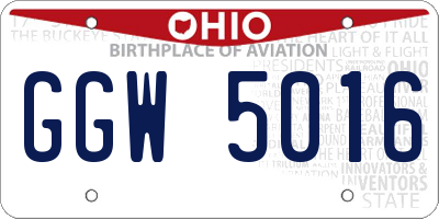 OH license plate GGW5016