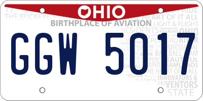 OH license plate GGW5017
