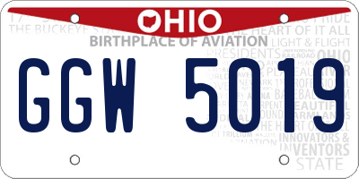 OH license plate GGW5019