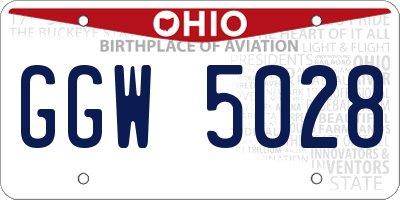 OH license plate GGW5028
