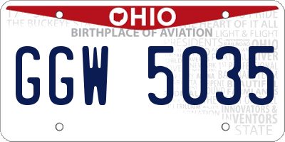 OH license plate GGW5035