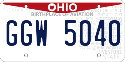 OH license plate GGW5040