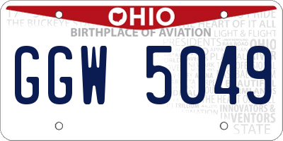 OH license plate GGW5049