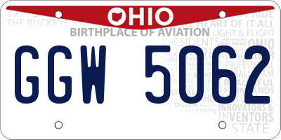 OH license plate GGW5062