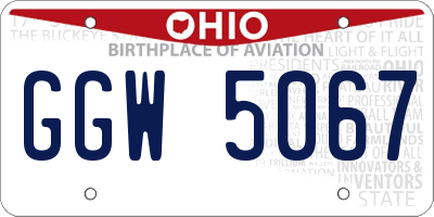 OH license plate GGW5067