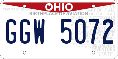 OH license plate GGW5072