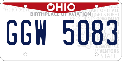 OH license plate GGW5083