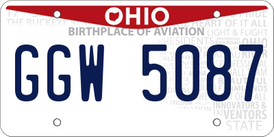 OH license plate GGW5087