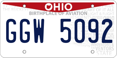 OH license plate GGW5092