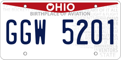 OH license plate GGW5201