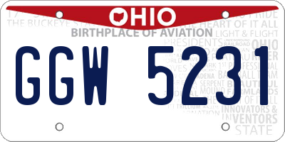 OH license plate GGW5231
