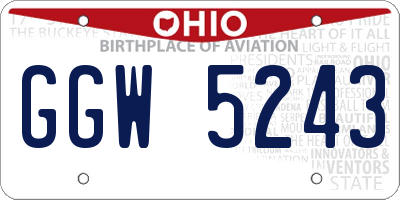 OH license plate GGW5243