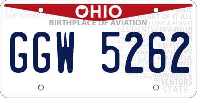 OH license plate GGW5262