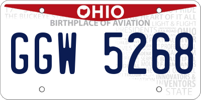 OH license plate GGW5268