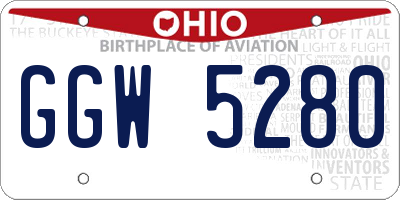 OH license plate GGW5280