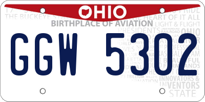 OH license plate GGW5302