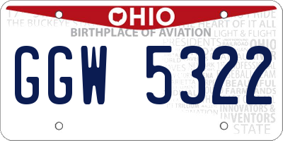 OH license plate GGW5322