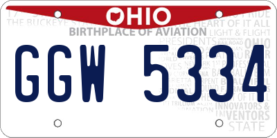 OH license plate GGW5334