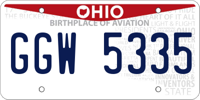 OH license plate GGW5335