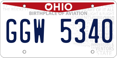 OH license plate GGW5340
