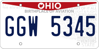 OH license plate GGW5345