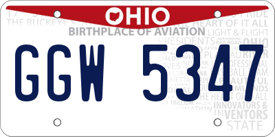 OH license plate GGW5347