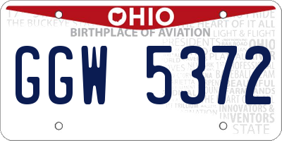 OH license plate GGW5372
