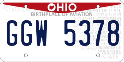 OH license plate GGW5378