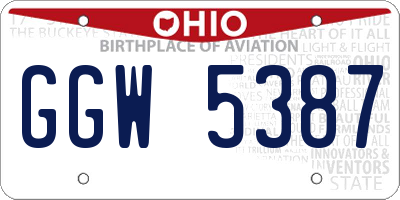 OH license plate GGW5387