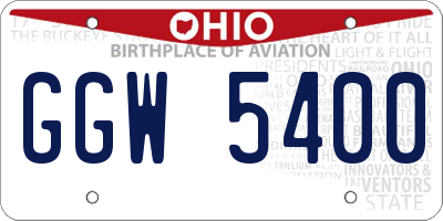OH license plate GGW5400