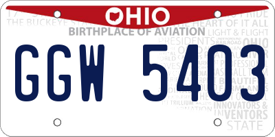 OH license plate GGW5403
