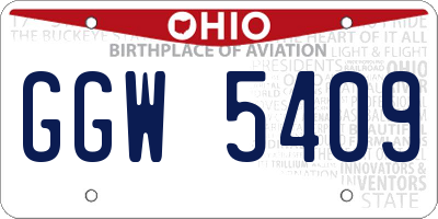 OH license plate GGW5409