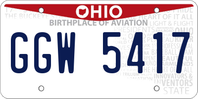 OH license plate GGW5417