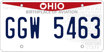 OH license plate GGW5463