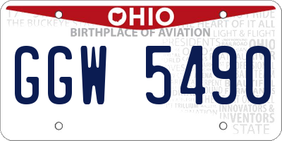 OH license plate GGW5490