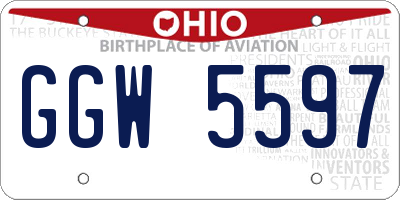 OH license plate GGW5597