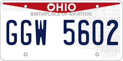 OH license plate GGW5602