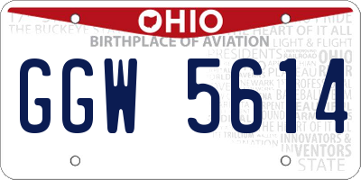 OH license plate GGW5614