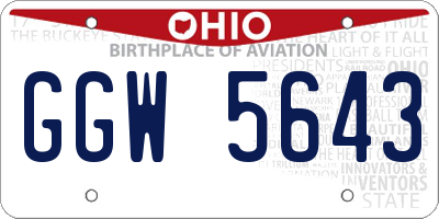 OH license plate GGW5643