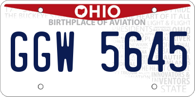 OH license plate GGW5645
