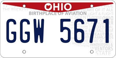 OH license plate GGW5671
